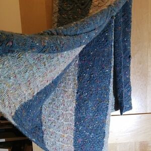 Anthropologie Blue and Gray Textured Throw